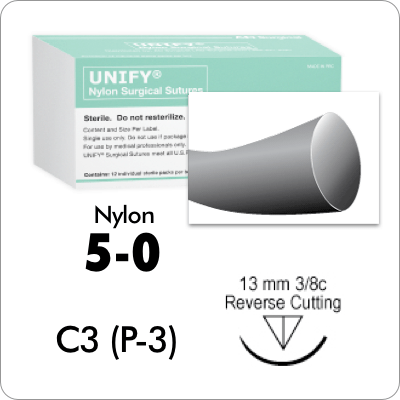 Nylon Suture 5-0, P3 (C3), 12PK
