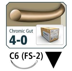 Chromic Gut Suture, 4-0, FS-2 (C6), 12PK